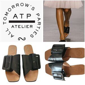 ATP ATELIER Women's Ceci flat Sandals Black Size EU 38/US 7.5
